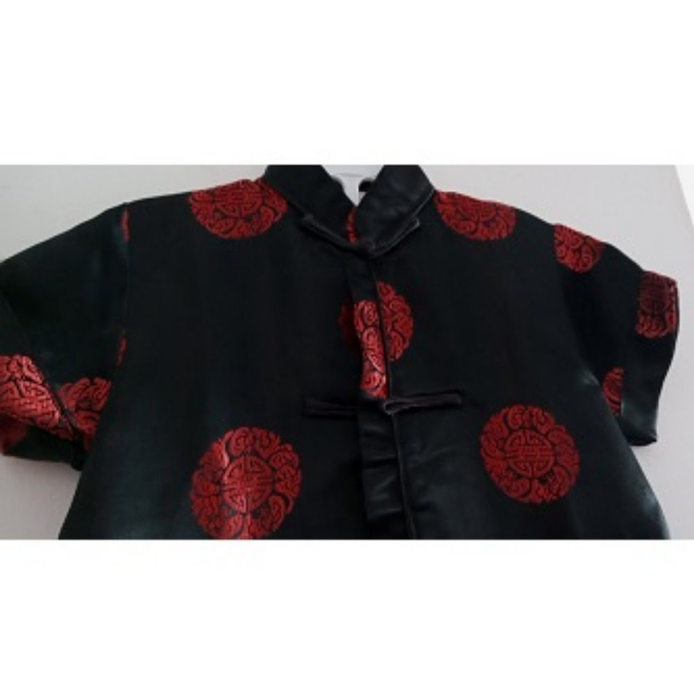 NEW Toddler Black and Red Silk Chinese Blouse